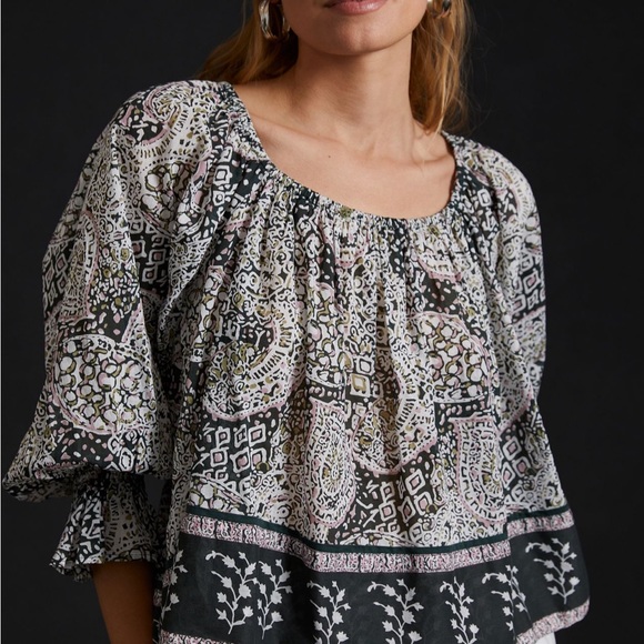 Cleobella Black and White Patterned Blouse - Picture 2 of 3